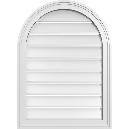 Ekena Millwork Round Top Surface Mount PVC Gable Vent: Functional, w/ 2"W x 1-1/2"P Brickmould Frame, 22"W x 30"H GVPRT22X3002SF